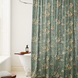 West Elm Shower Curtain Deco Blossom Botanical Green